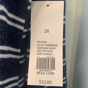 Navy and white soft cowl neck flowy cut sweater